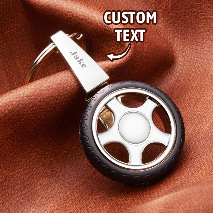 Custom Name Spinning Tire Keychain Gifts for Husband