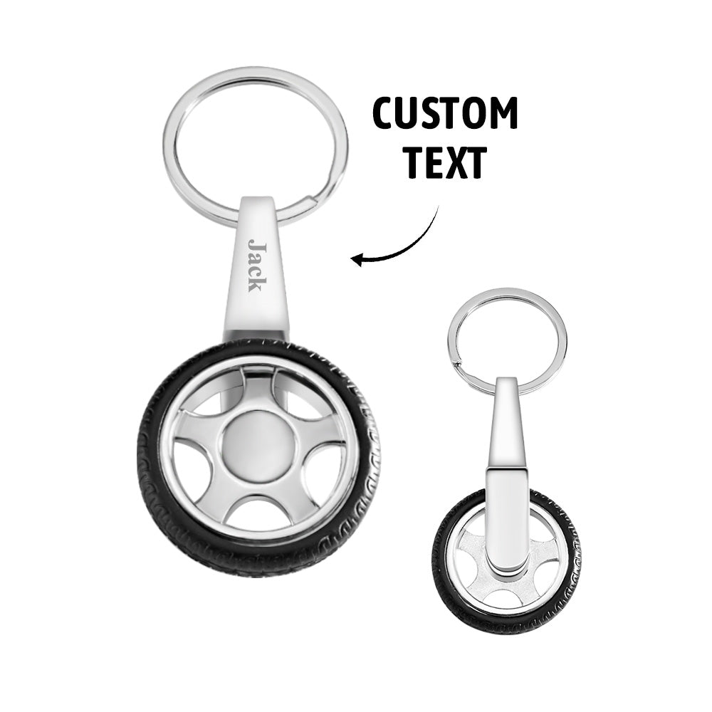 Custom Name Spinning Tire Keychain Gifts for Husband