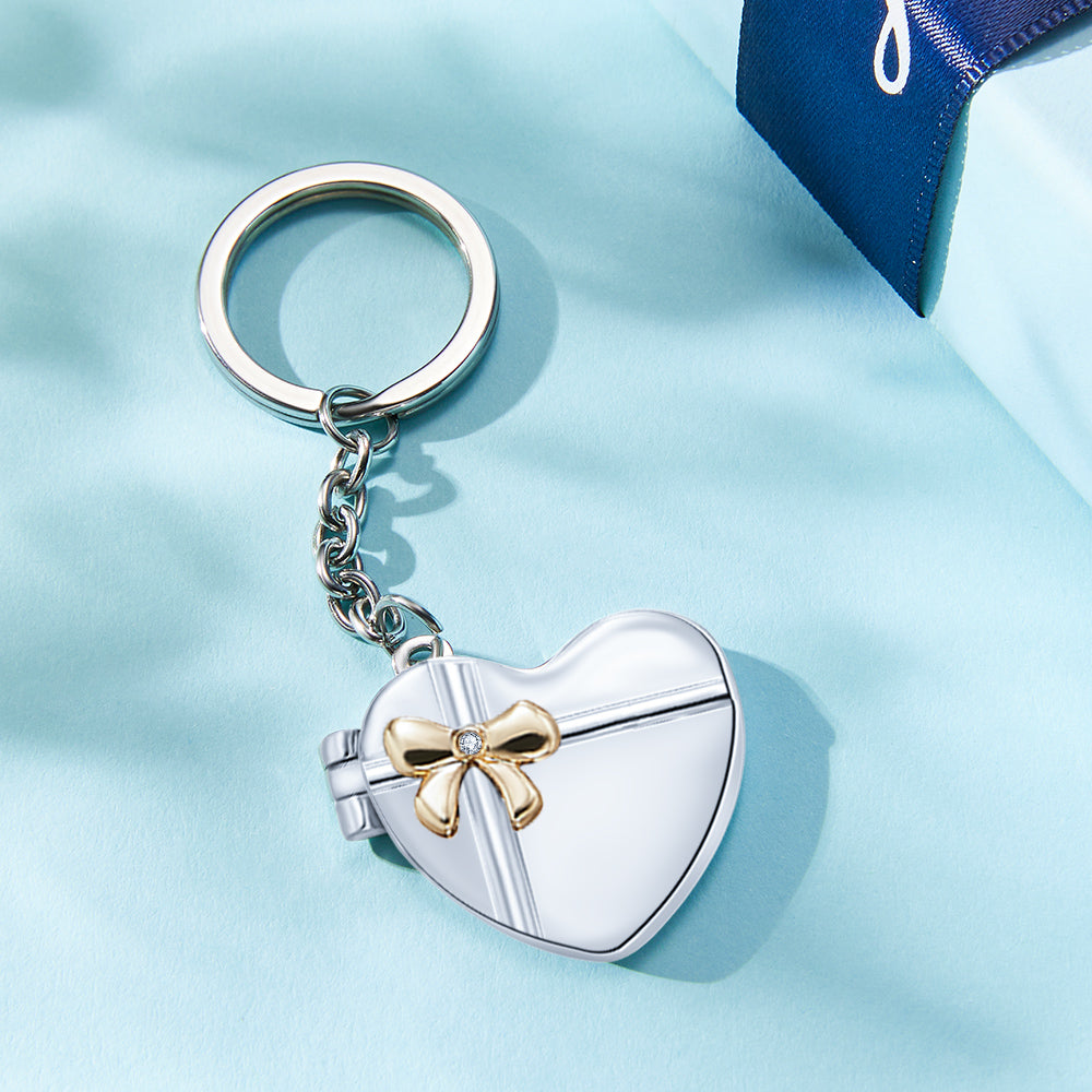 Custom Photo Keychain Double Photo Frame Heart shaped Keychain Commemorative Gift For Wife