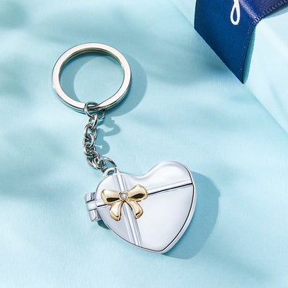 Custom Photo Keychain Double Photo Frame Heart shaped Keychain Commemorative Gift For Wife