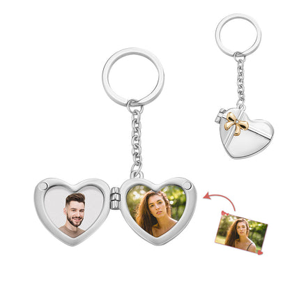 Custom Photo Keychain Double Photo Frame Heart shaped Keychain Commemorative Gift For Wife