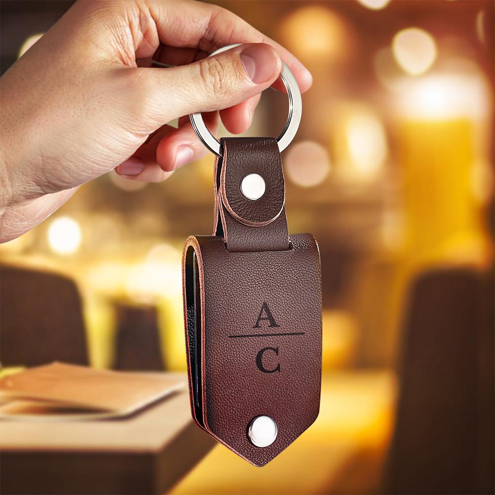 Father's Day Keychain Personalized Date Keychain with Photo Calendar Gifts for Dad