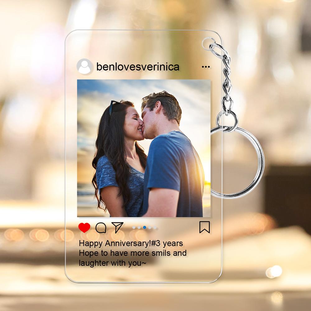 Customized Photo Keychain Personalized Photo Social Media Style Key Chain Gift for Couple