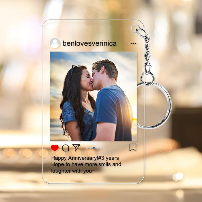 Customized Photo Keychain Personalized Photo Social Media Style Key Chain Gift for Couple
