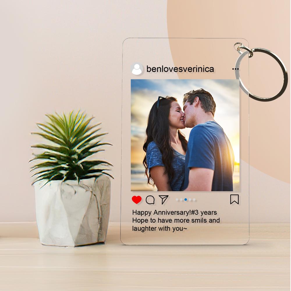 Customized Photo Keychain Personalized Photo Social Media Style Key Chain Gift for Couple