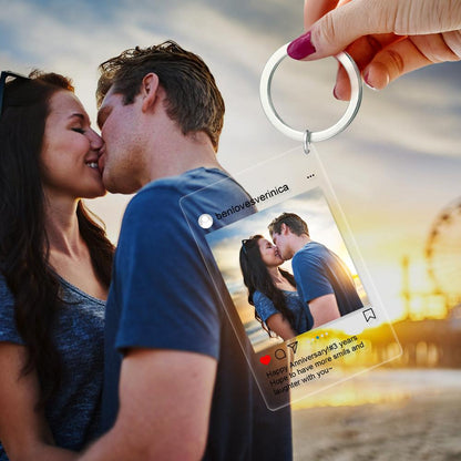 Customized Photo Keychain Personalized Photo Social Media Style Key Chain Gift for Couple