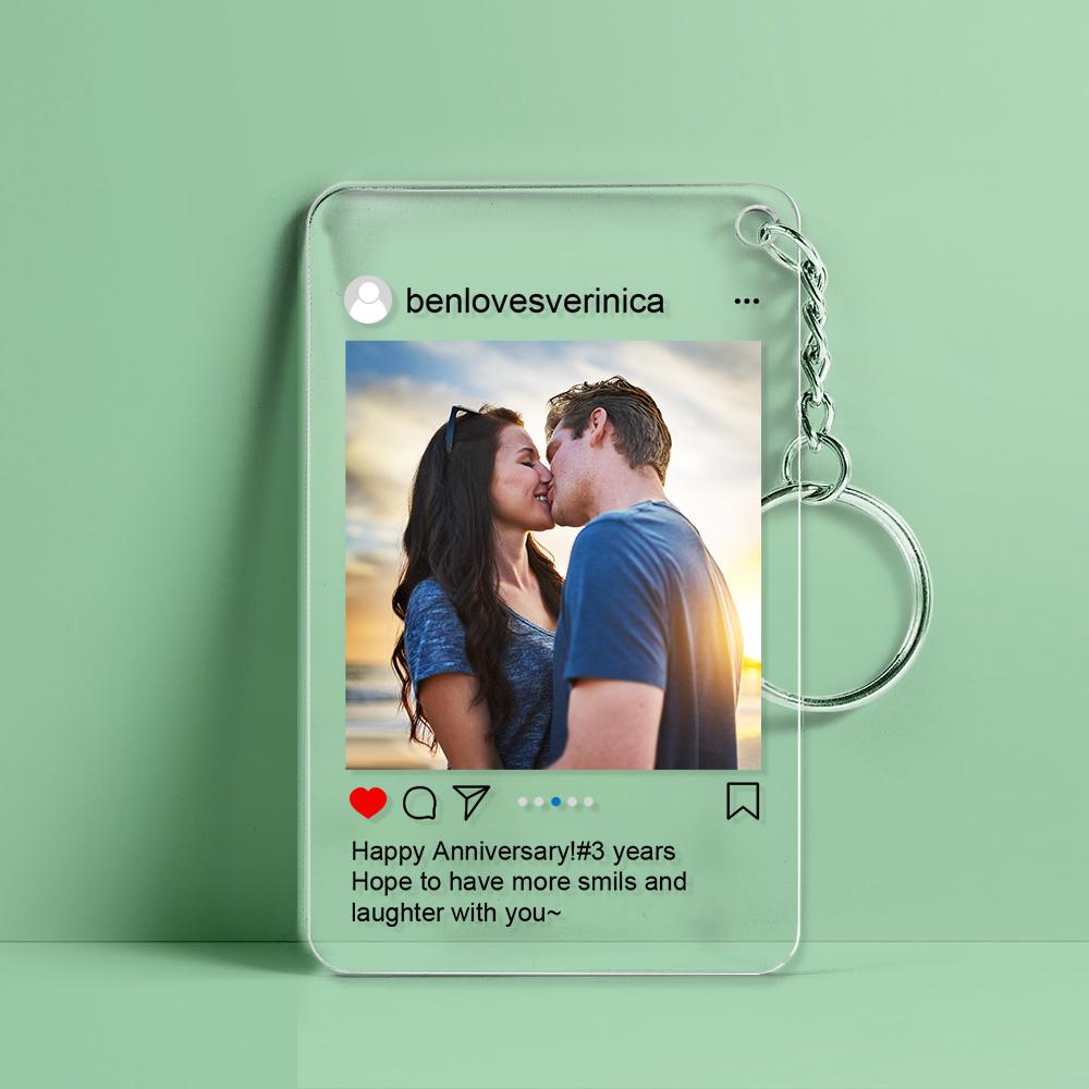 Customized Photo Keychain Personalized Photo Social Media Style Key Chain Gift for Couple