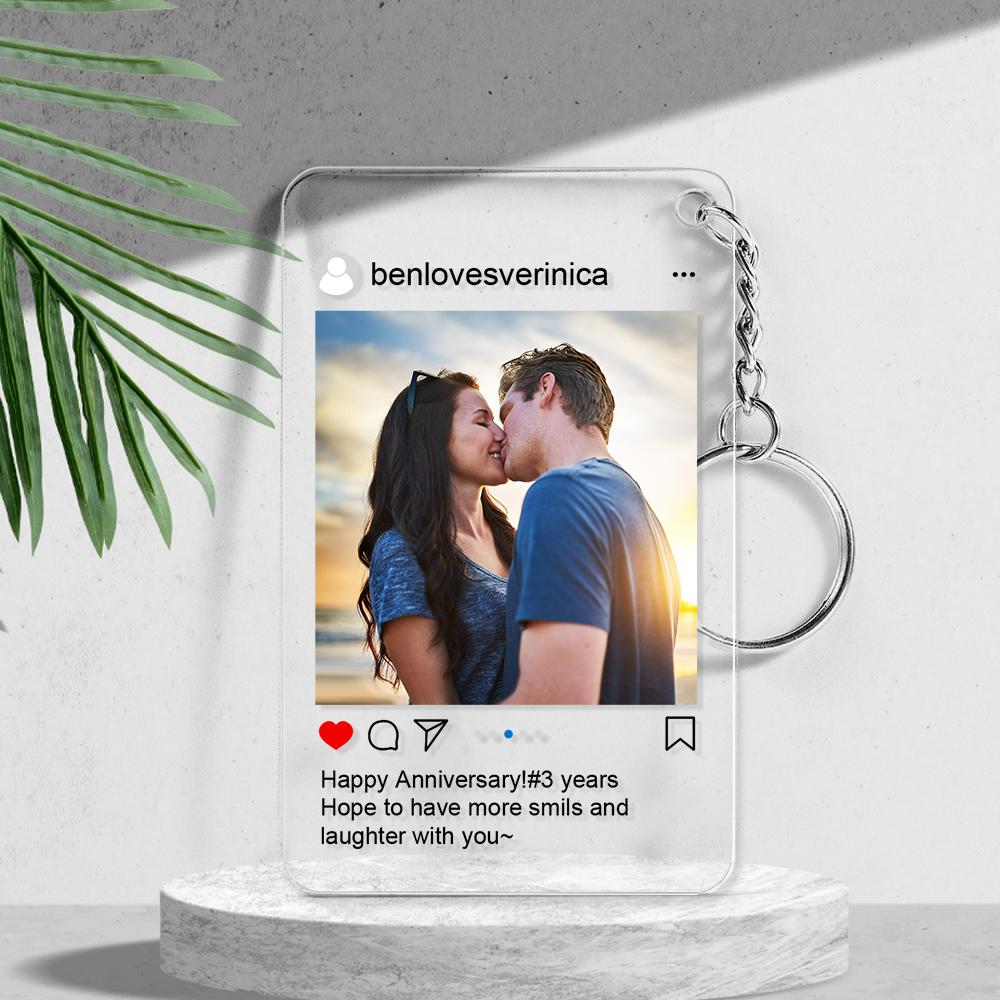 Customized Photo Keychain Personalized Photo Social Media Style Key Chain Gift for Couple