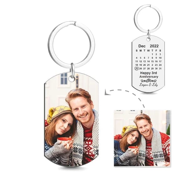 Custom Calendar Engraved Tag Key Chain Anniversary/Valentines Gift For Lovers