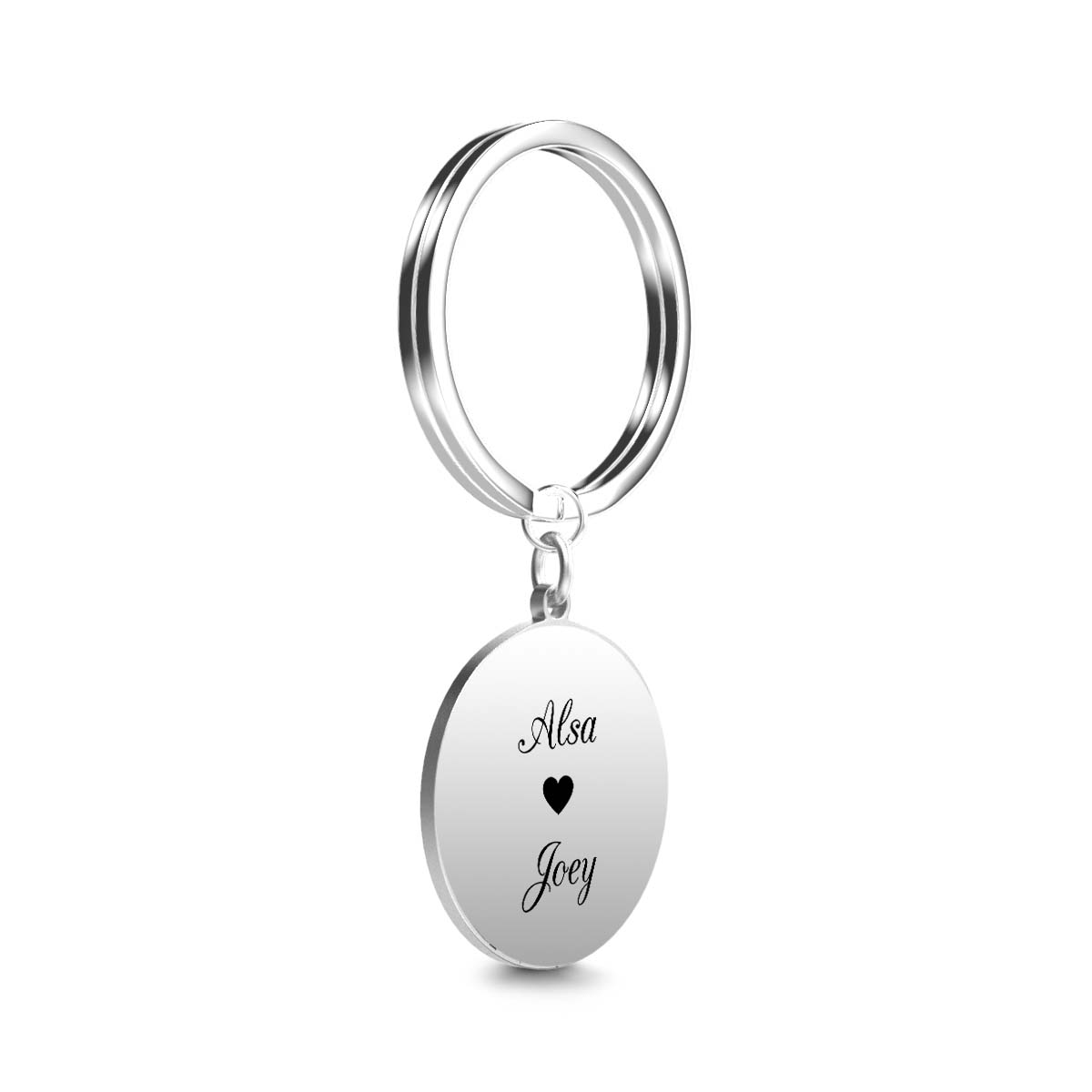 Custom Round Engraved Double Fingerprint Keychain For Couple