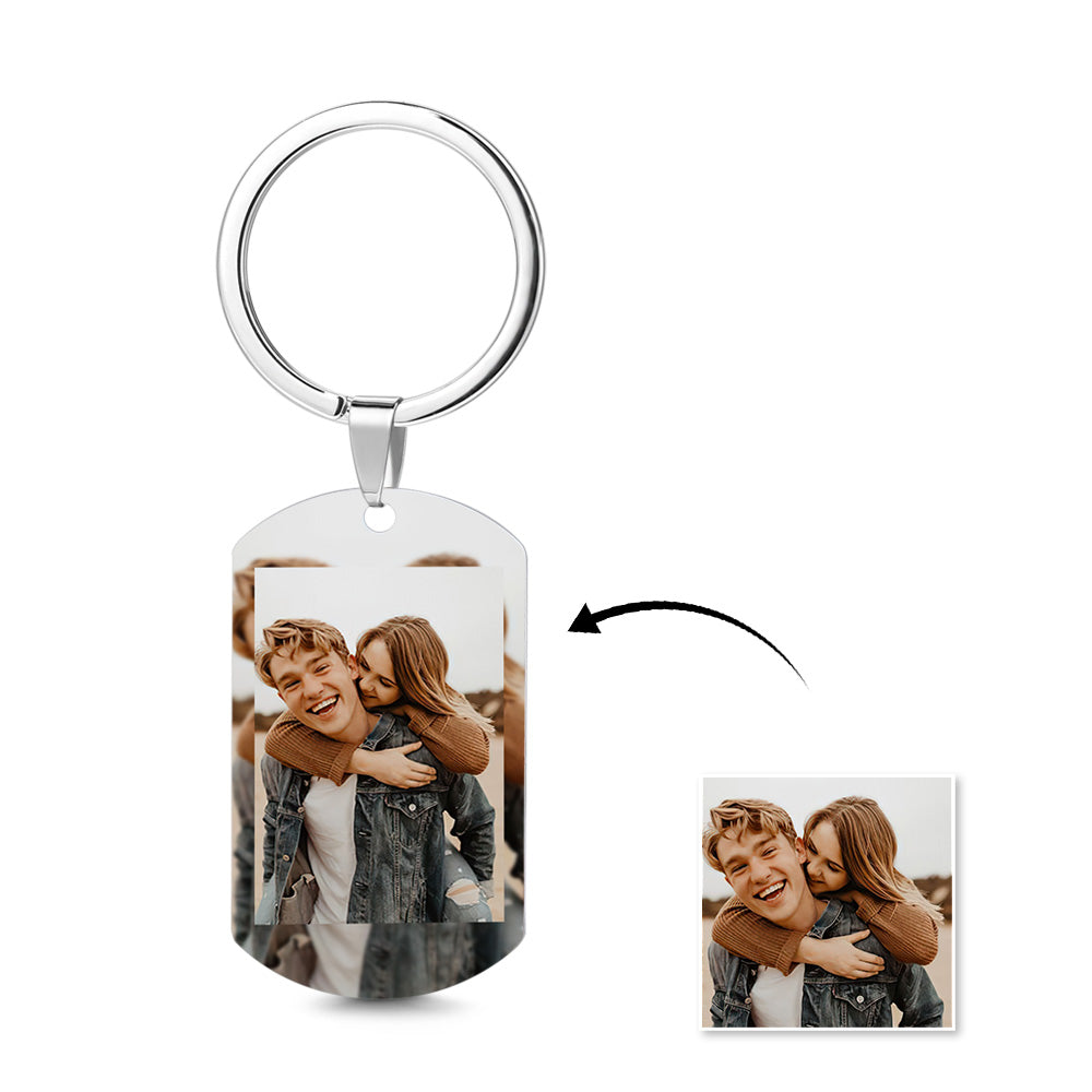 Custom Photo Metal Keychain Anniversary Gift for Him