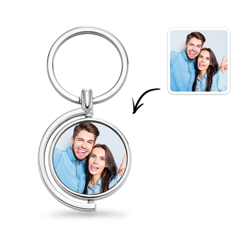 Custom Photo Keychain Whirling Simple Metal Gift For Girlfriend