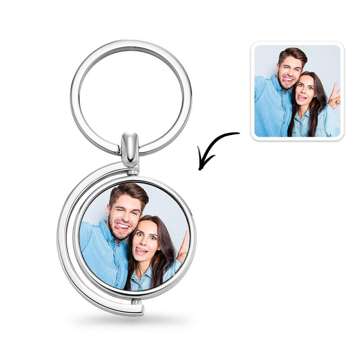 Custom Photo Keychain Whirling Simple Metal Gift For Girlfriend