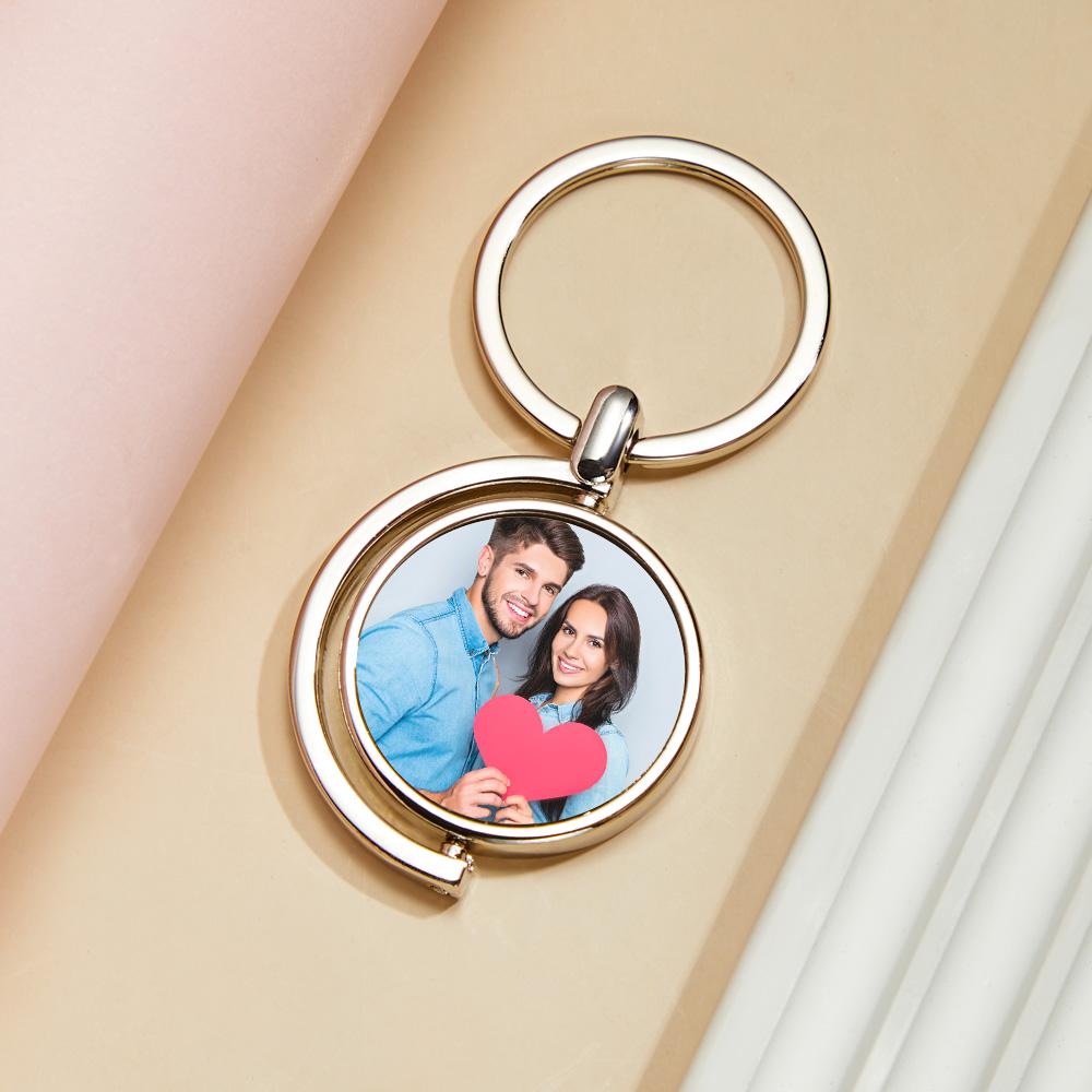 Custom Photo Keychain Whirling Simple Metal Gift For Girlfriend