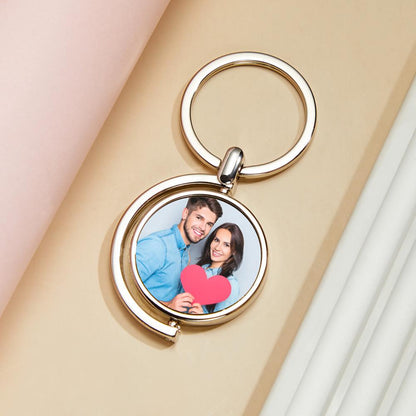 Custom Photo Keychain Whirling Simple Metal Gift For Girlfriend