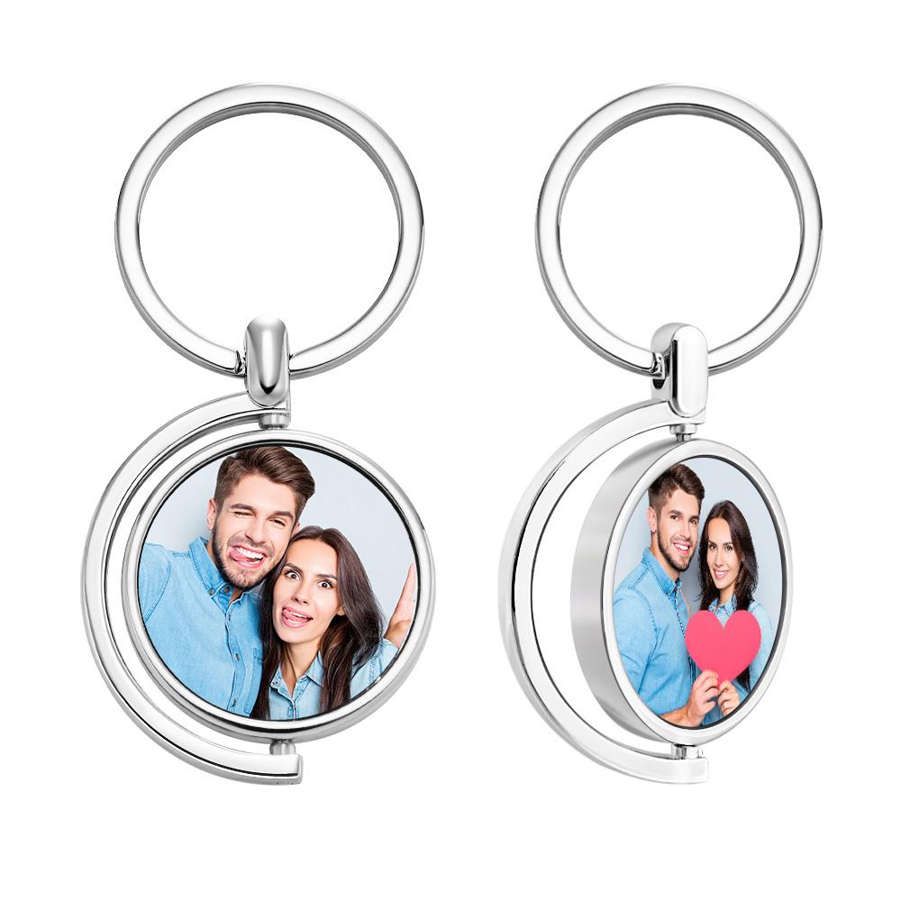 Custom Photo Keychain Whirling Simple Metal Gift For Girlfriend