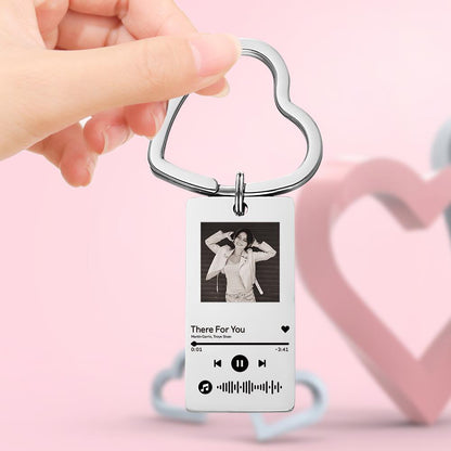 Custom Photo Scannable Code Keychain Music Keychain Gift For Couples