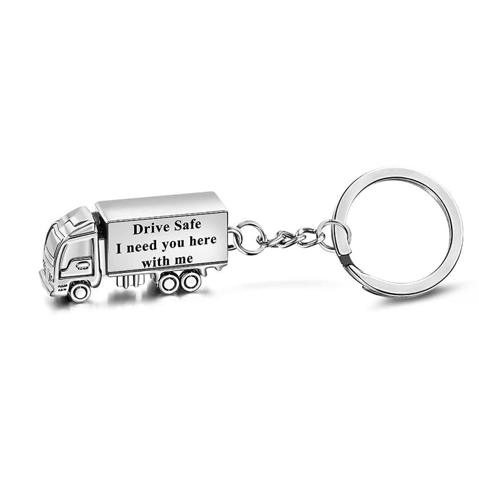 Customized Truck Keychain Drive Safe Keychain Custom Truck charm Engraved Keychain For Husband