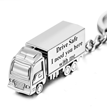 Customized Truck Keychain Drive Safe Keychain Custom Truck charm Engraved Keychain For Husband