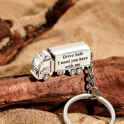 Customized Truck Keychain Drive Safe Keychain Custom Truck charm Engraved Keychain For Husband