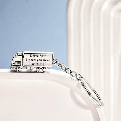 Customized Truck Keychain Drive Safe Keychain Custom Truck charm Engraved Keychain For Husband
