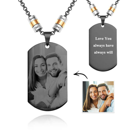 Personalized Square Photo Pendant Necklace With Engraved  Gifts For Husband