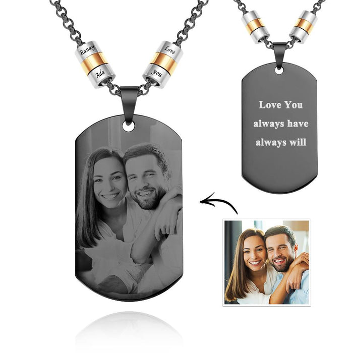 Personalized Square Photo Pendant Necklace With Engraved  Gifts For Husband