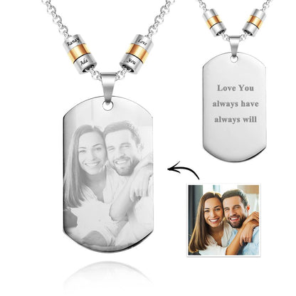 Personalized Square Photo Pendant Necklace With Engraved  Gifts For Husband