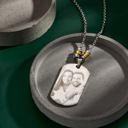 Personalized Square Photo Pendant Necklace With Engraved  Gifts For Husband