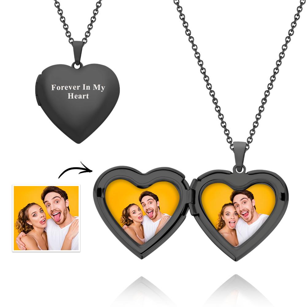 Custom Photo Engraved Neckalce Heart Pendant Exquisite Gift For Couple