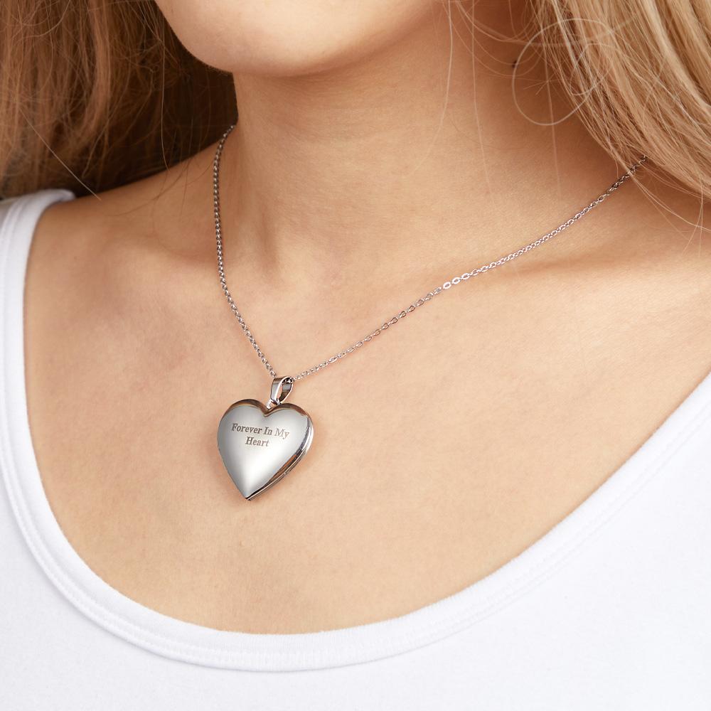 Custom Photo Engraved Neckalce Heart Pendant Exquisite Gift For Couple