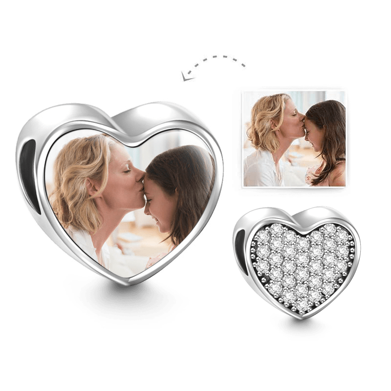 Custom Heart Photo Charm Personalized Picture Bead