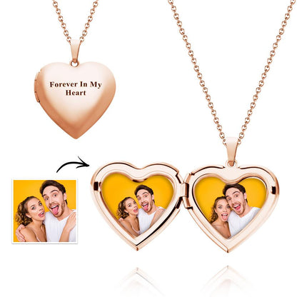 Custom Photo Engraved Neckalce Heart Pendant Exquisite Gift For Couple