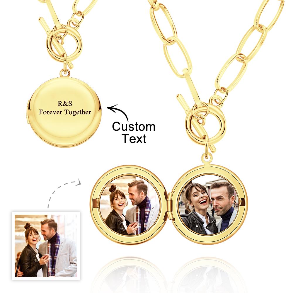 Personalized Photo Necklace Engraved Pendant Chain Necklace for Her