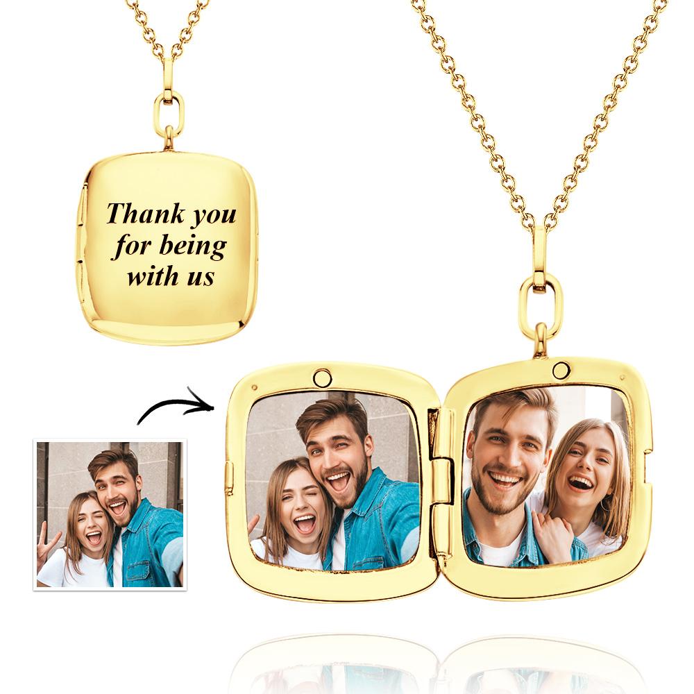 Custom Photo Necklace Locket Personalized Engraved Memorial Picture Pendant Gift For Her