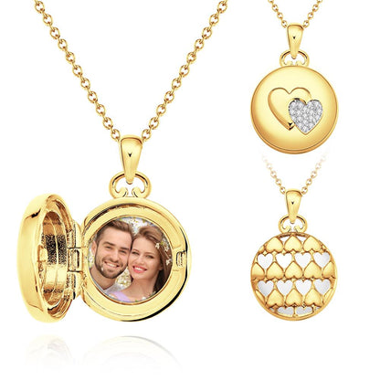 Personalized Photo Locket Necklace Elegant Birthstone Oval Shape Pendant Necklace For Wife