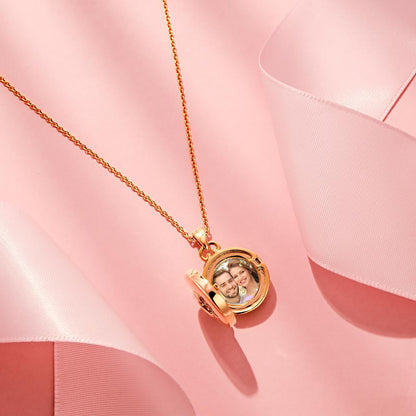 Personalized Photo Locket Necklace Elegant Birthstone Oval Shape Pendant Necklace For Wife