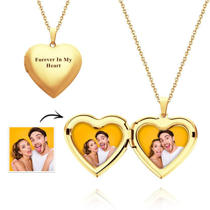 Custom Photo Engraved Neckalce Heart Pendant Exquisite Gift For Couple