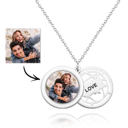Personalized Photo Engraved Necklace Slidable Global Travel Locket Necklaces For Wife