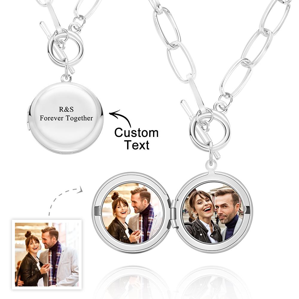 Personalized Photo Necklace Engraved Pendant Chain Necklace for Her