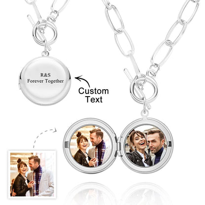 Personalized Photo Necklace Engraved Pendant Chain Necklace for Her