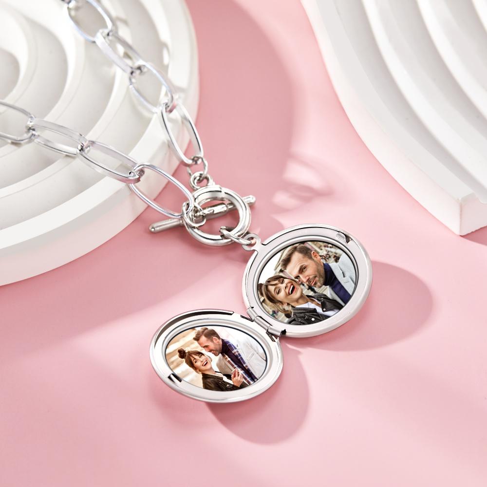 Personalized Photo Necklace Engraved Pendant Chain Necklace for Her