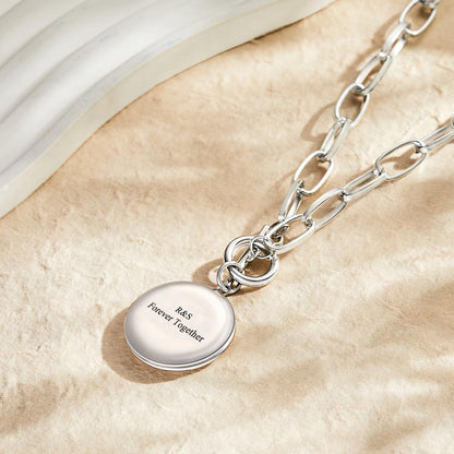 Personalized Photo Necklace Engraved Pendant Chain Necklace for Her