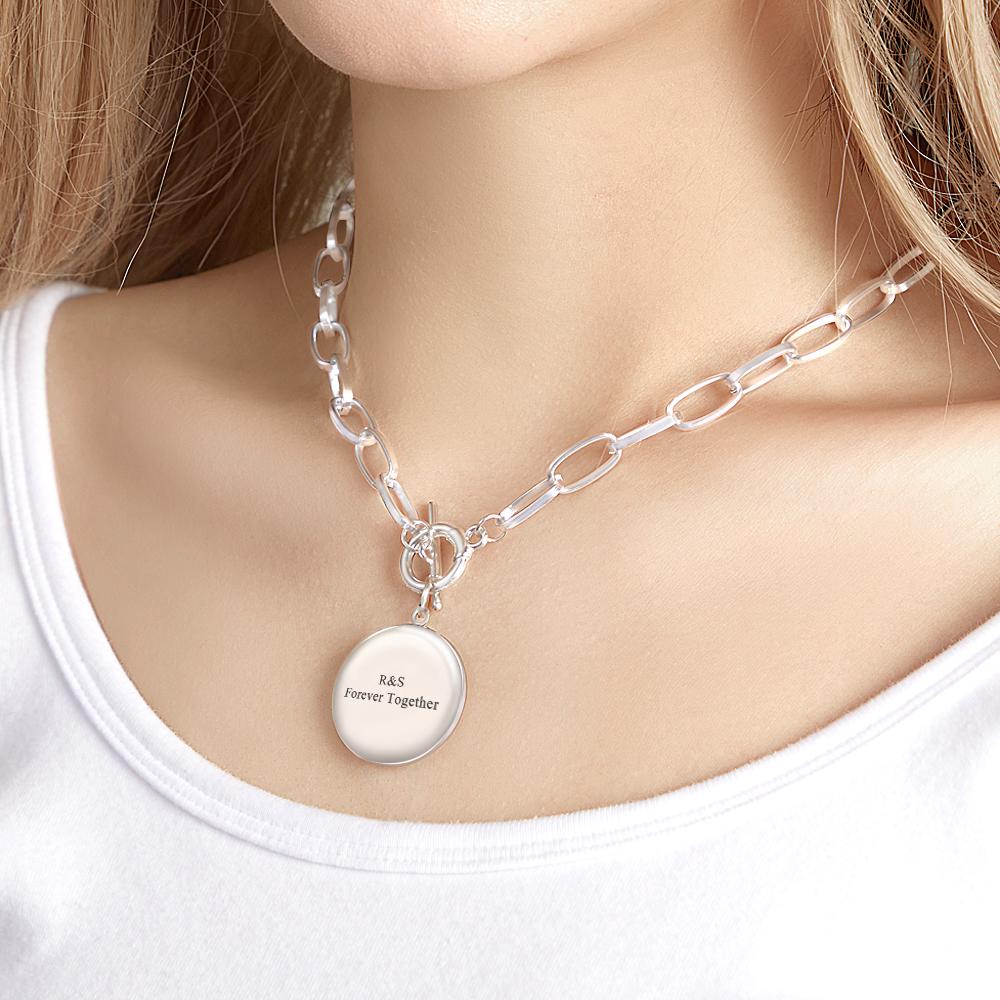 Personalized Photo Necklace Engraved Pendant Chain Necklace for Her