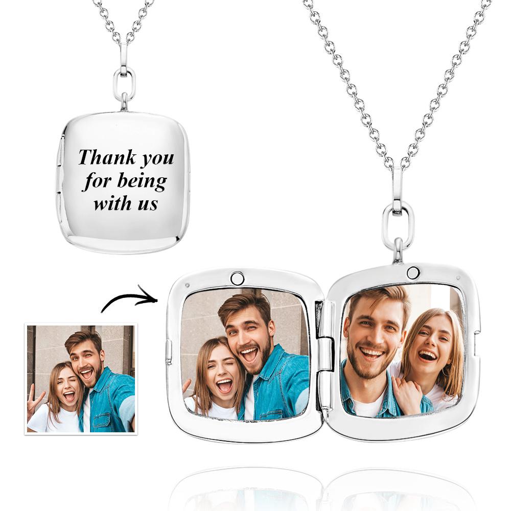 Custom Photo Necklace Locket Personalized Engraved Memorial Picture Pendant Gift For Her