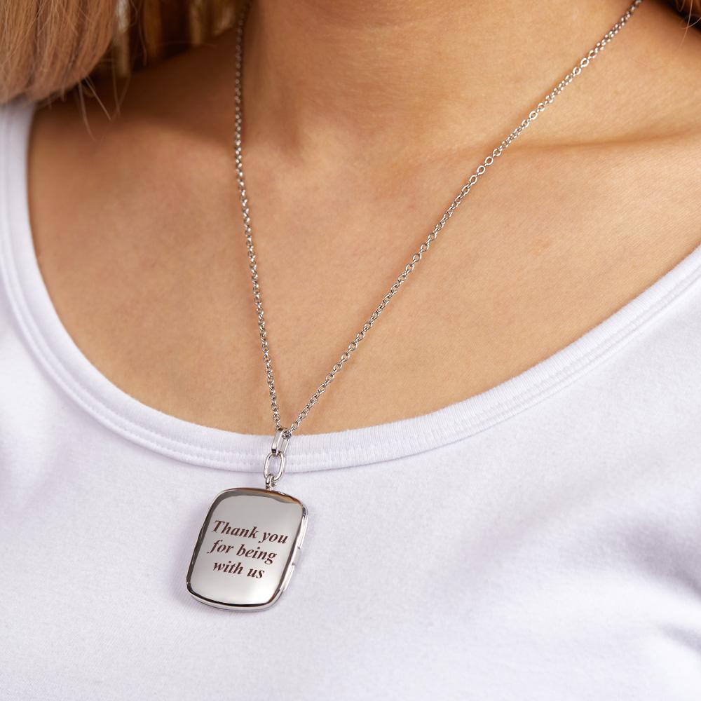 Custom Photo Necklace Locket Personalized Engraved Memorial Picture Pendant Gift For Her