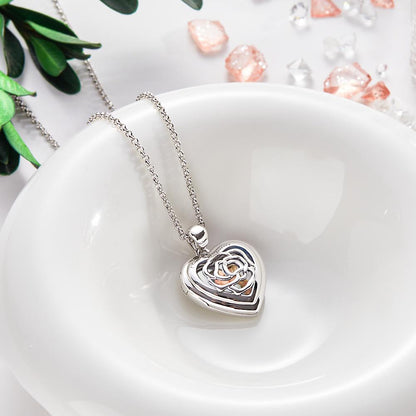 Custom Heart Photo Engraved Necklace Rose Necklace Gift for Women