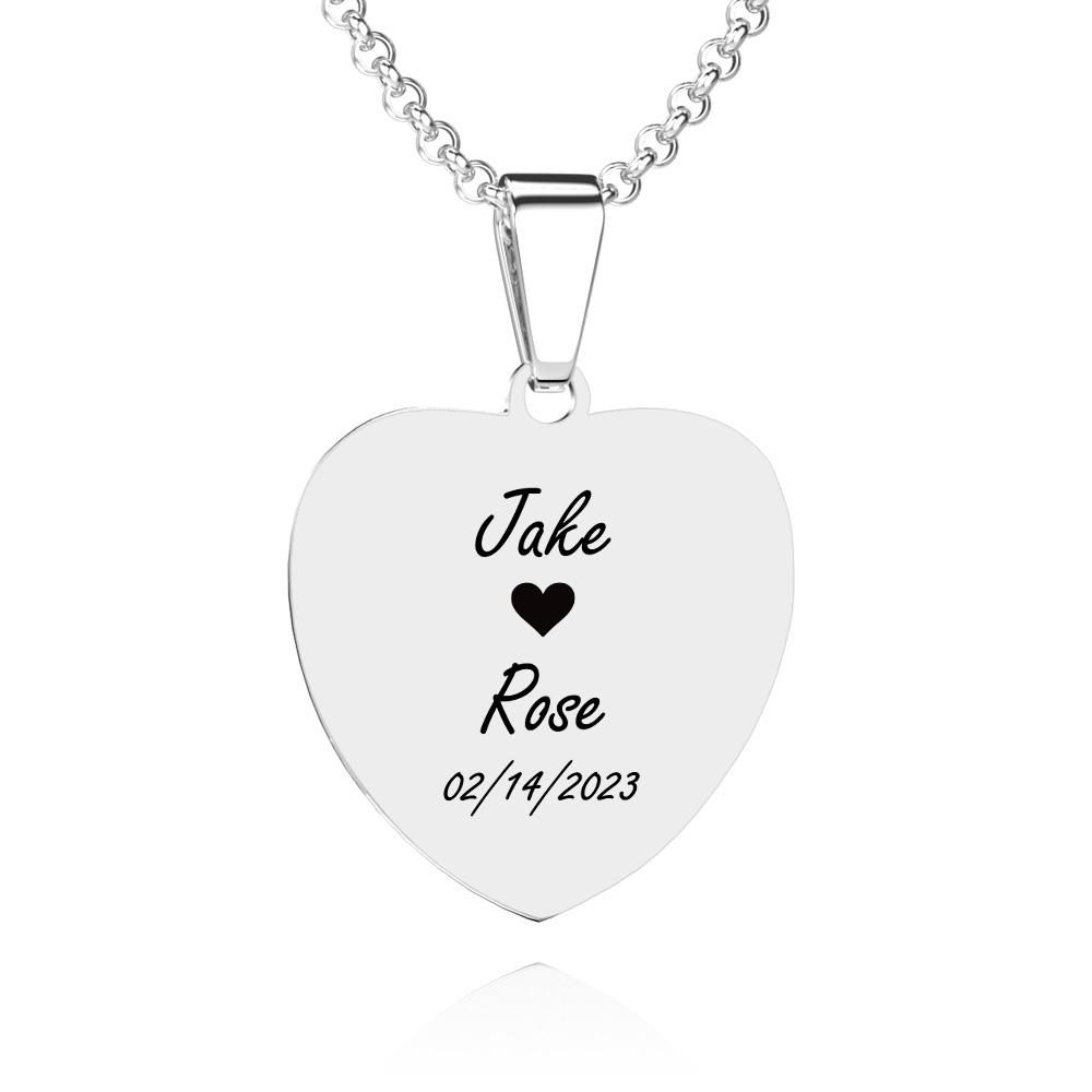 Custom Photo Necklace Engraved Heart Tag Necklace Gifts for Her