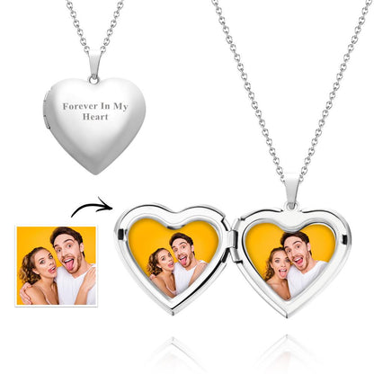 Custom Photo Engraved Neckalce Heart Pendant Exquisite Gift For Couple