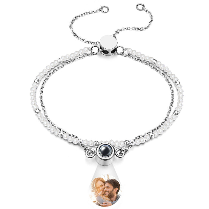 Personalized Photo Projection Crystal Double Layers Bracelet